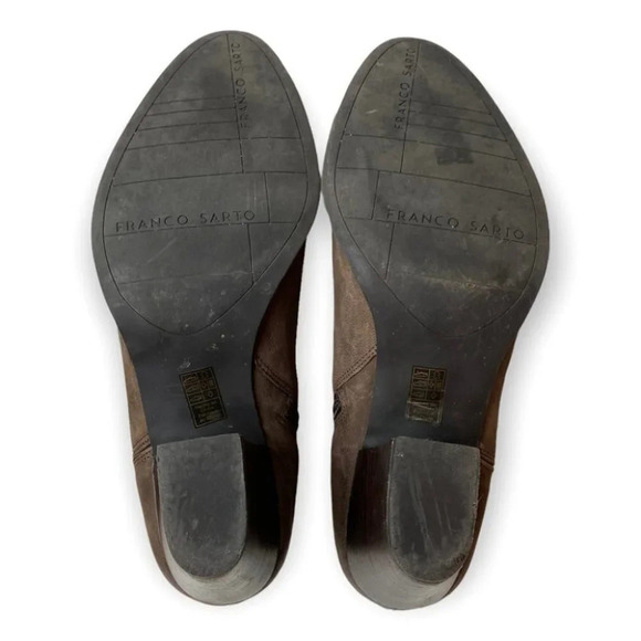 Franco Sarto Brown Leather Side  Zip Ankle Booties - Picture 8 of 10